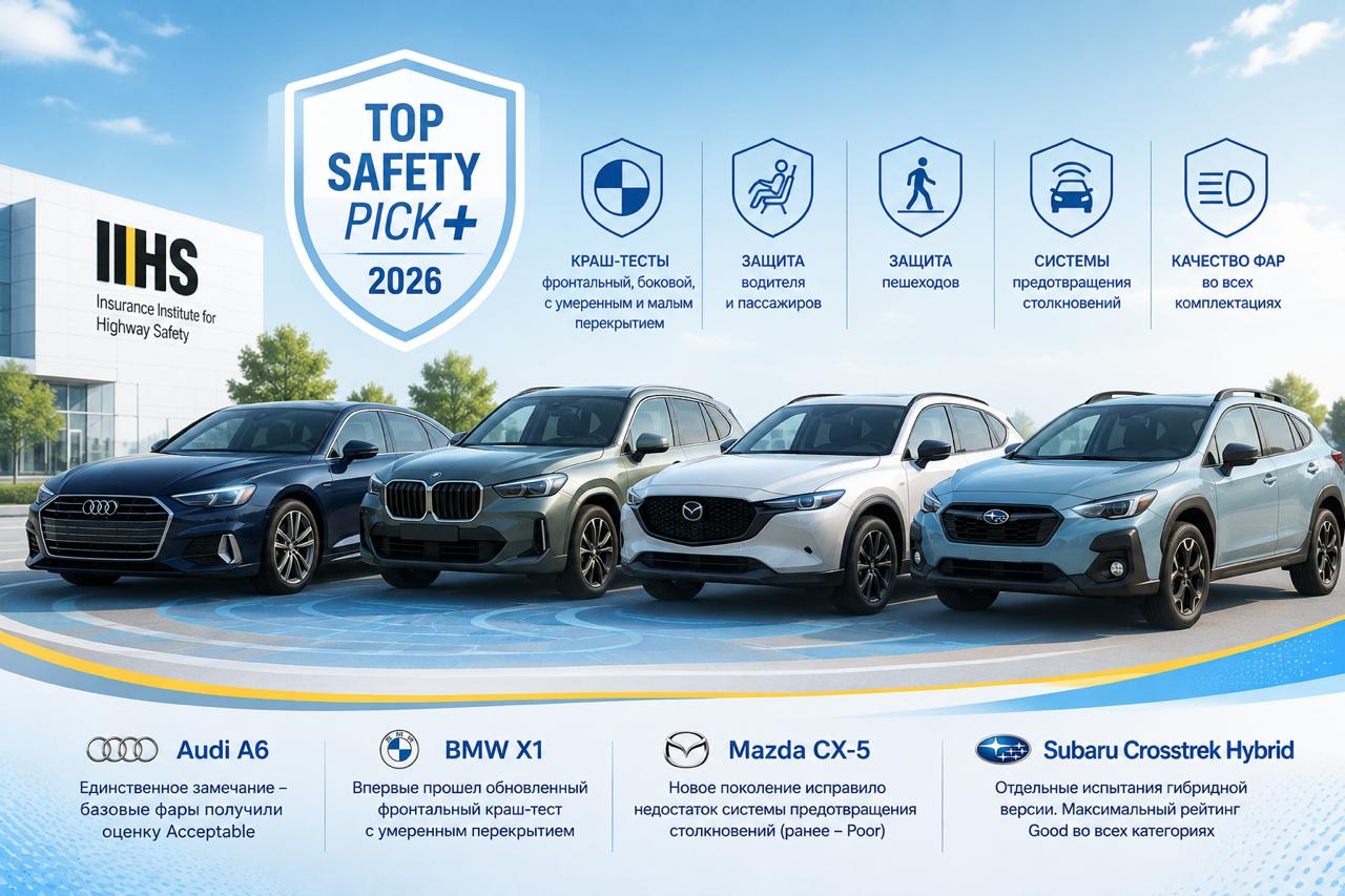 IIHS выставил оценки: четыре отличника и пять хорошистов